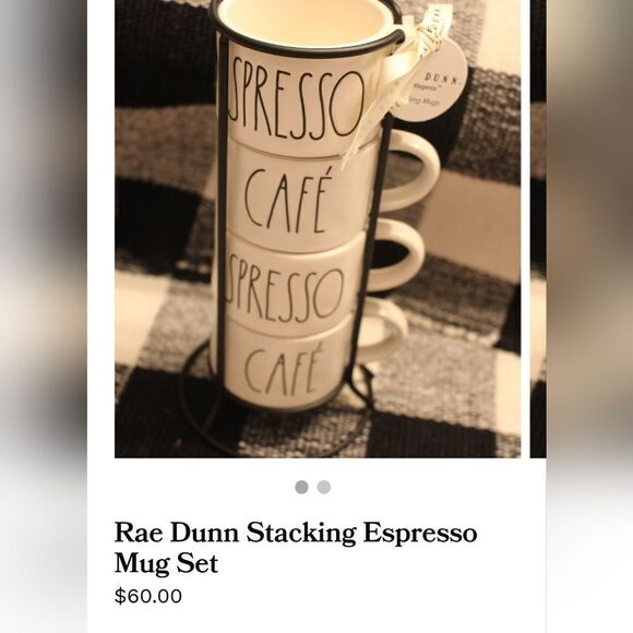 Rae Dunn CAFE, ESPRESSO Ceramic Mug Stacker Set - Picture 8 of 8